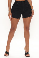 Emelia Stretch Cut Off Denim Shorts - Black Ins Street